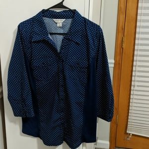 Christopher and Banks royal blue polkadot shirt